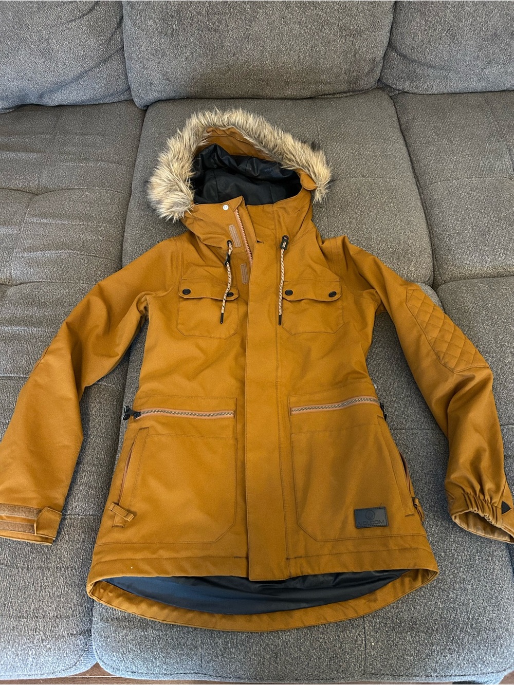 Volcom Hooded Parka Jacket with Faux Fur Trim